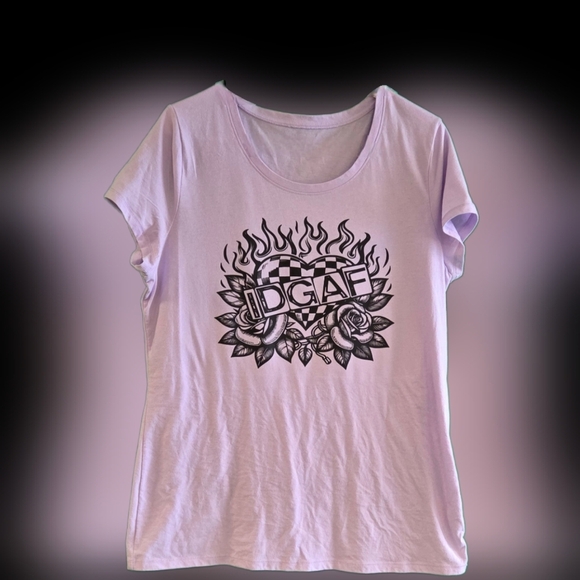 'IDGAF' Heart And Roses, Graphic Tee, Womens Tshirt - Picture 2 of 2